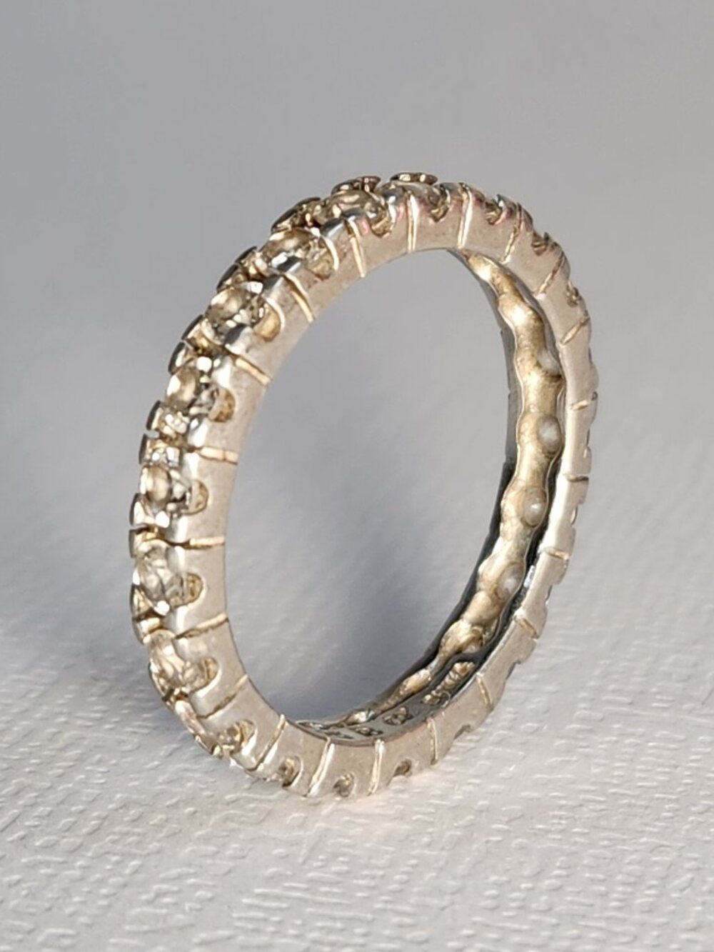 Ross Simons 925 Sterling Silver Halo Stackable Ring Size 7 CZ White Gold Look